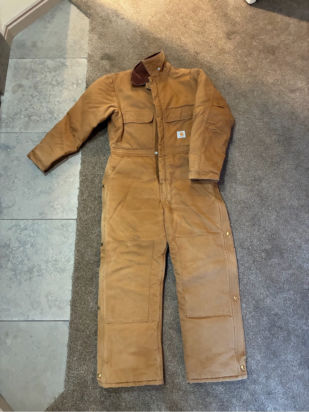 Vintage Carhartt Tan Duck Insulated Bib Coverall
